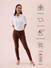 Load image into Gallery viewer, Go Colors Dark Brown Cotton Polyester Super Stretch Jeggings
