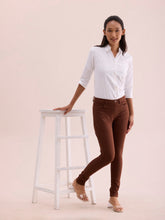 Load image into Gallery viewer, Go Colors Dark Brown Cotton Polyester Super Stretch Jeggings

