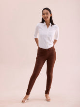 Load image into Gallery viewer, Go Colors Dark Brown Cotton Polyester Super Stretch Jeggings
