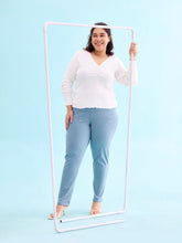 Load image into Gallery viewer, Go Colors Dusty Blue Cotton Polyester Super Stretch Jeggings
