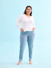 Load image into Gallery viewer, Go Colors Dusty Blue Cotton Polyester Super Stretch Jeggings

