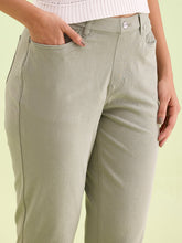 Load image into Gallery viewer, Go Colors Dusty Green Cotton Polyester Super Stretch Jeggings
