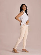 Load image into Gallery viewer, Go Colors Ecru Cotton Polyester Super Stretch Jeggings
