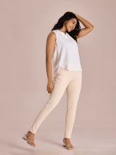 Load image into Gallery viewer, Go Colors Ecru Cotton Polyester Super Stretch Jeggings
