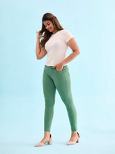 Load image into Gallery viewer, Go Colors Emerald Green Cotton Polyester Super Stretch Jeggings
