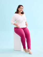 Load image into Gallery viewer, Go Colors Fuchsia Cotton Polyester Super Stretch Jeggings
