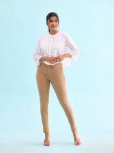 Load image into Gallery viewer, Go Colors Khaki Cotton Polyester Super Stretch Jeggings
