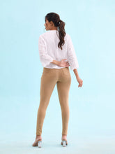 Load image into Gallery viewer, Go Colors Khaki Cotton Polyester Super Stretch Jeggings
