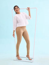 Load image into Gallery viewer, Go Colors Khaki Cotton Polyester Super Stretch Jeggings
