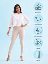 Load image into Gallery viewer, Go Colors Light Beige Cotton Polyester Super Stretch Jeggings
