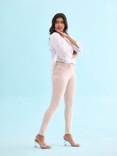 Load image into Gallery viewer, Go Colors Light Beige Cotton Polyester Super Stretch Jeggings

