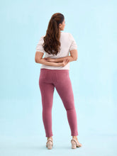Load image into Gallery viewer, Go Colors Light Wine Cotton Polyester Super Stretch Jeggings
