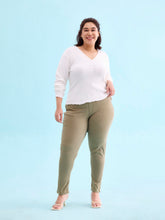 Load image into Gallery viewer, Go Colors Olive Green Cotton Polyester Super Stretch Jeggings
