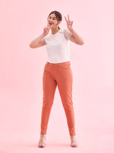 Load image into Gallery viewer, Go Colors Orange Cotton Polyester Super Stretch Jeggings
