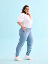 Load image into Gallery viewer, Go Colors Aqua Cotton Poly Stretch Cuffed Joggers
