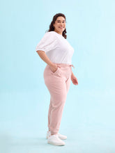 Load image into Gallery viewer, Go Colors Baby Pink Cotton Poly Stretch Cuffed Joggers

