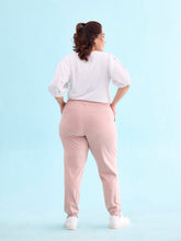 Load image into Gallery viewer, Go Colors Baby Pink Cotton Poly Stretch Cuffed Joggers
