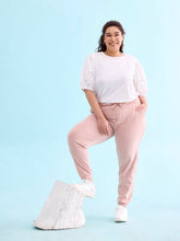 Load image into Gallery viewer, Go Colors Baby Pink Cotton Poly Stretch Cuffed Joggers
