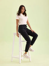 Load image into Gallery viewer, Go Colors Black Cotton Poly Stretch Cuffed Joggers
