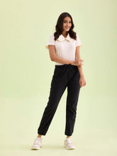 Load image into Gallery viewer, Go Colors Black Cotton Poly Stretch Cuffed Joggers
