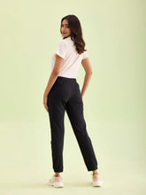 Load image into Gallery viewer, Go Colors Black Cotton Poly Stretch Cuffed Joggers
