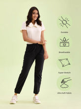 Load image into Gallery viewer, Go Colors Black Cotton Poly Stretch Cuffed Joggers
