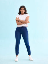 Load image into Gallery viewer, Go Colors Blue Cotton Poly Stretch Denim Joggers
