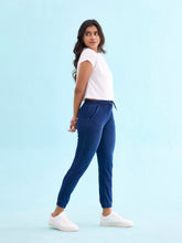 Load image into Gallery viewer, Go Colors Blue Cotton Poly Stretch Denim Joggers
