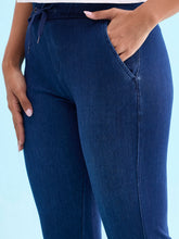 Load image into Gallery viewer, Go Colors Blue Cotton Poly Stretch Denim Joggers

