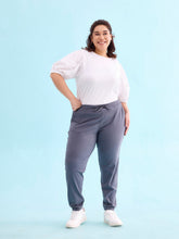 Load image into Gallery viewer, Go Colors Dark Jean Cotton Poly Stretch Cuffed Joggers
