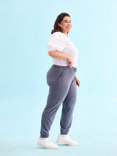 Load image into Gallery viewer, Go Colors Dark Jean Cotton Poly Stretch Cuffed Joggers
