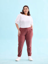 Load image into Gallery viewer, Go Colors Dark Rust Cotton Poly Stretch Cuffed Joggers
