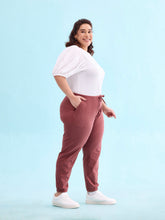 Load image into Gallery viewer, Go Colors Dark Rust Cotton Poly Stretch Cuffed Joggers
