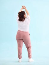 Load image into Gallery viewer, Go Colors Dusty Pink Cotton Poly Stretch Cuffed Joggers
