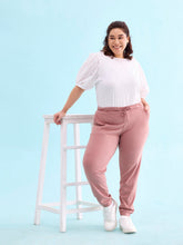 Load image into Gallery viewer, Go Colors Dusty Pink Cotton Poly Stretch Cuffed Joggers
