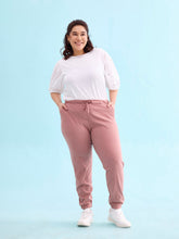 Load image into Gallery viewer, Go Colors Dusty Pink Cotton Poly Stretch Cuffed Joggers

