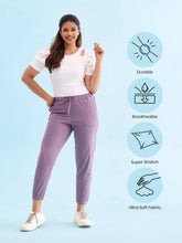 Load image into Gallery viewer, Go Colors Dusty Voilet Cotton Poly Stretch Cuffed Joggers
