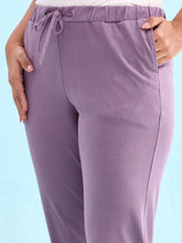 Load image into Gallery viewer, Go Colors Dusty Voilet Cotton Poly Stretch Cuffed Joggers
