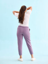 Load image into Gallery viewer, Go Colors Dusty Voilet Cotton Poly Stretch Cuffed Joggers
