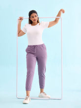 Load image into Gallery viewer, Go Colors Dusty Voilet Cotton Poly Stretch Cuffed Joggers
