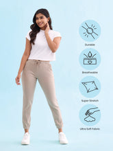 Load image into Gallery viewer, Go Colors Light Chocolate Cotton Poly Stretch Cuffed Joggers
