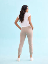 Load image into Gallery viewer, Go Colors Light Chocolate Cotton Poly Stretch Cuffed Joggers
