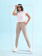 Load image into Gallery viewer, Go Colors Light Chocolate Cotton Poly Stretch Cuffed Joggers
