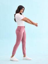 Load image into Gallery viewer, Go Colors Light Wine Cotton Poly Stretch Cuffed Joggers
