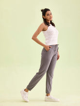 Load image into Gallery viewer, Go Colors Medium Grey Cotton Poly Stretch Cuffed Joggers
