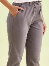 Load image into Gallery viewer, Go Colors Medium Grey Cotton Poly Stretch Cuffed Joggers
