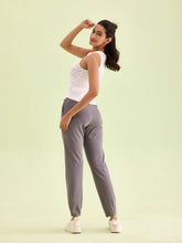 Load image into Gallery viewer, Go Colors Medium Grey Cotton Poly Stretch Cuffed Joggers
