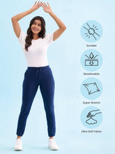 Load image into Gallery viewer, Go Colors Navy Cotton Poly Stretch Cuffed Joggers
