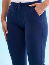 Load image into Gallery viewer, Go Colors Navy Cotton Poly Stretch Cuffed Joggers
