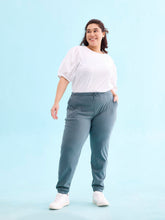 Load image into Gallery viewer, Go Colors Ocean Green Cotton Poly Stretch Cuffed Joggers
